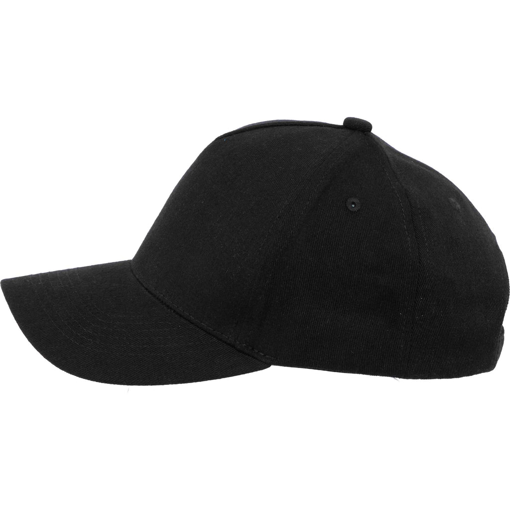 Recycled Twill Six Panel Ball Cap Transfer - Black - Left Angle