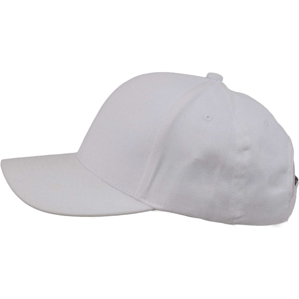 Recycled Twill Six Panel Ball Cap Transfer - White - Left Angle