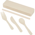 Recycled Utensil Set with Case and Silicone Straw - Cream - Altiff