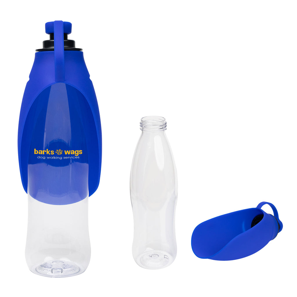 Recycled Water Bottle and Dispensing Bowl, 21 oz - Blue - Colorbrite
