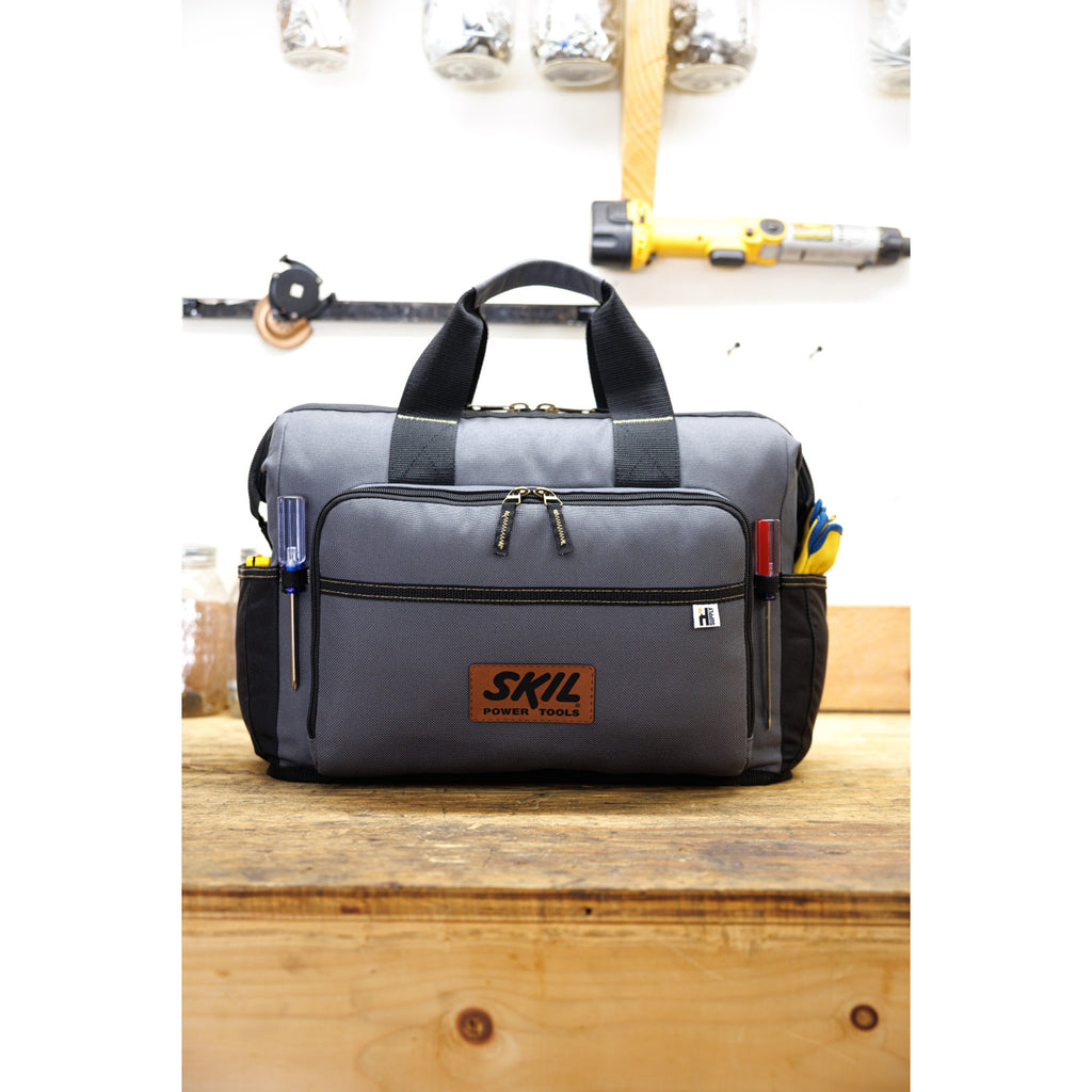 Recycled Wide Mouth Tool Bag with Shoulder Strap - Dark Grey - View 9