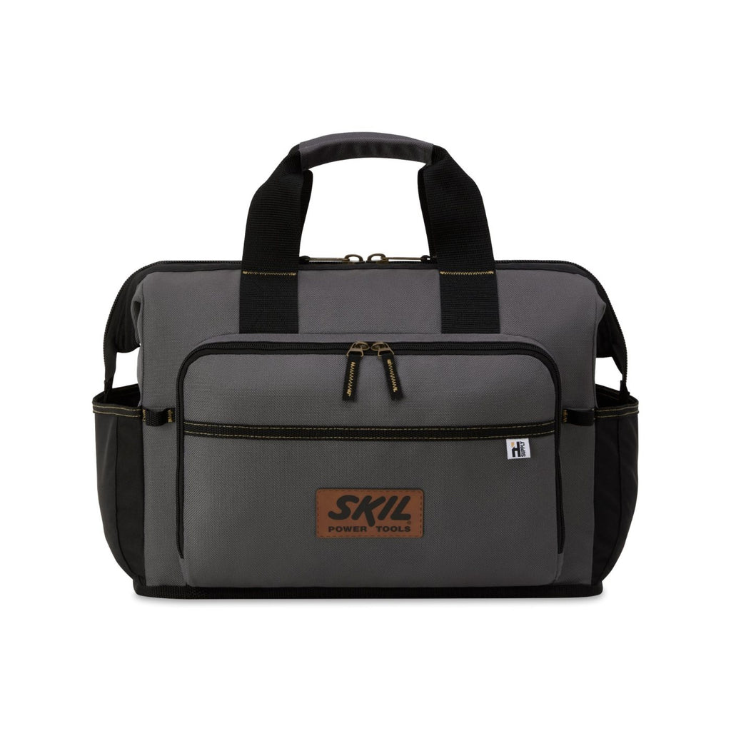 Recycled Wide Mouth Tool Bag with Shoulder Strap Embroidery - Dark Grey - View 2