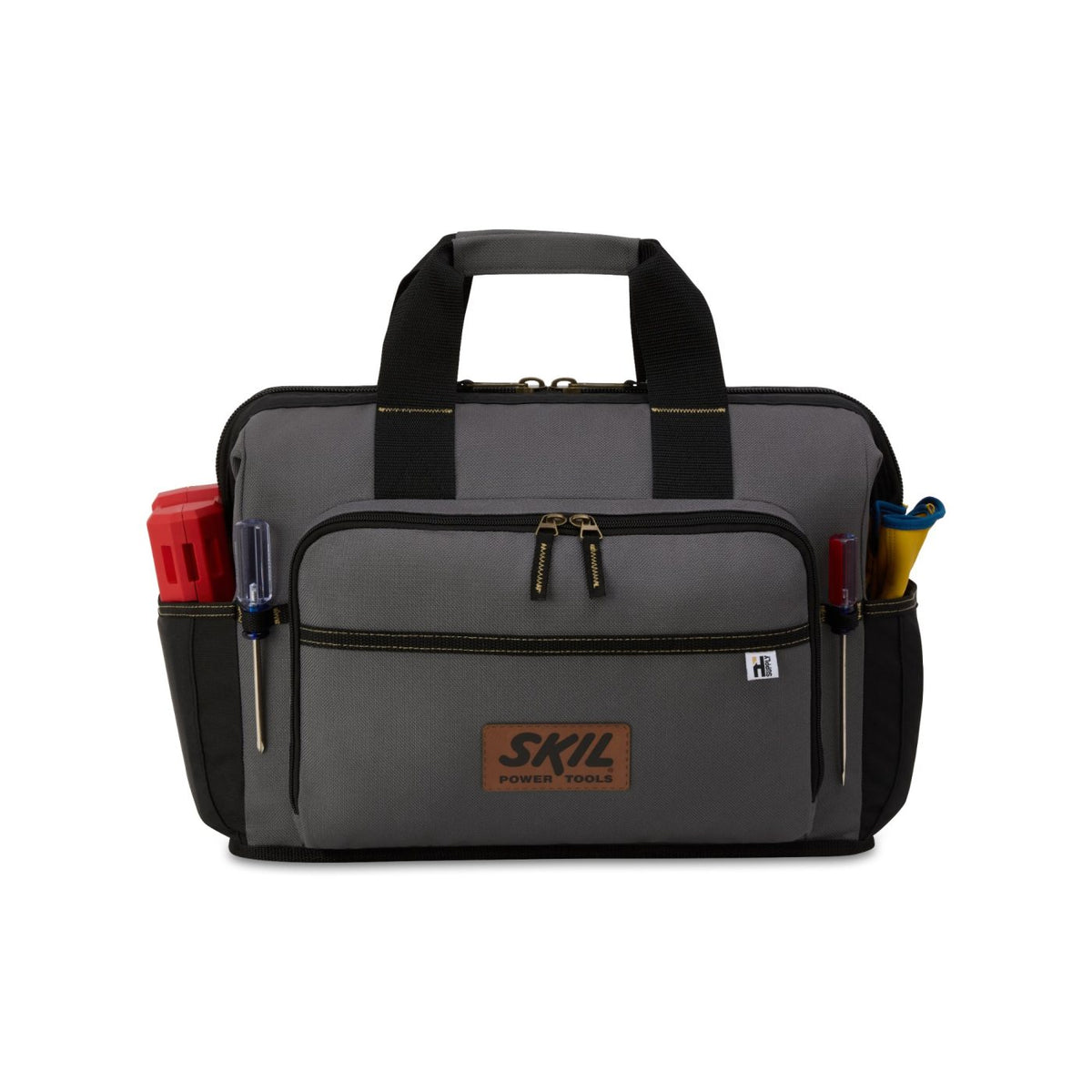 Recycled Wide Mouth Tool Bag with Shoulder Strap Transfer - Dark Grey - View 1