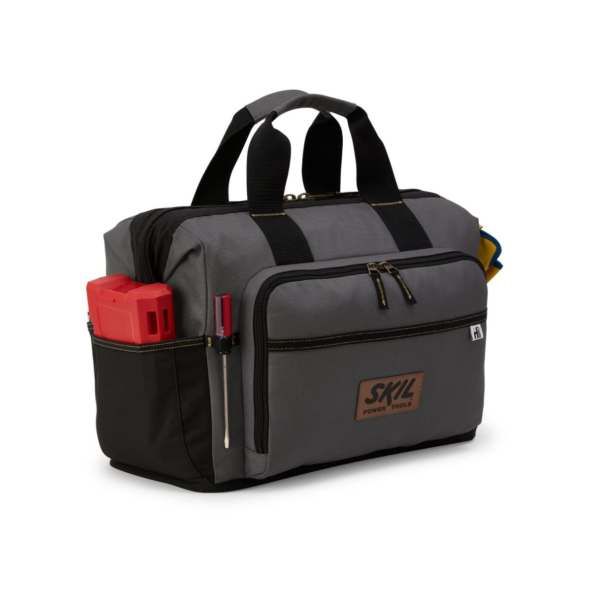 Recycled Wide Mouth Tool Bag with Shoulder Strap Transfer - Dark Grey - View 3