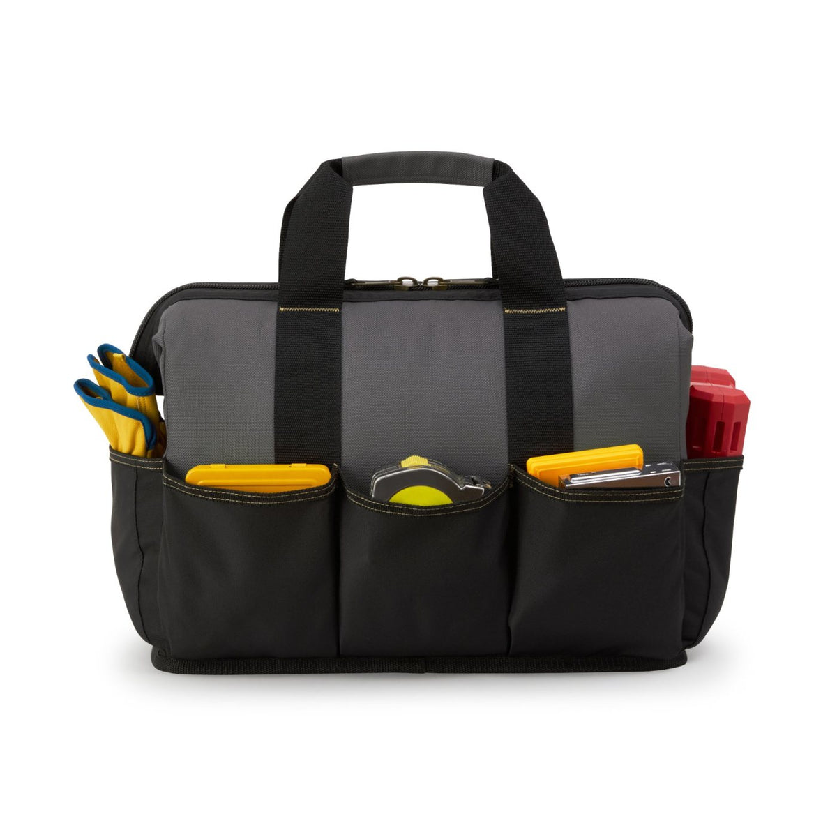 Recycled Wide Mouth Tool Bag with Shoulder Strap Transfer - Dark Grey - View 4