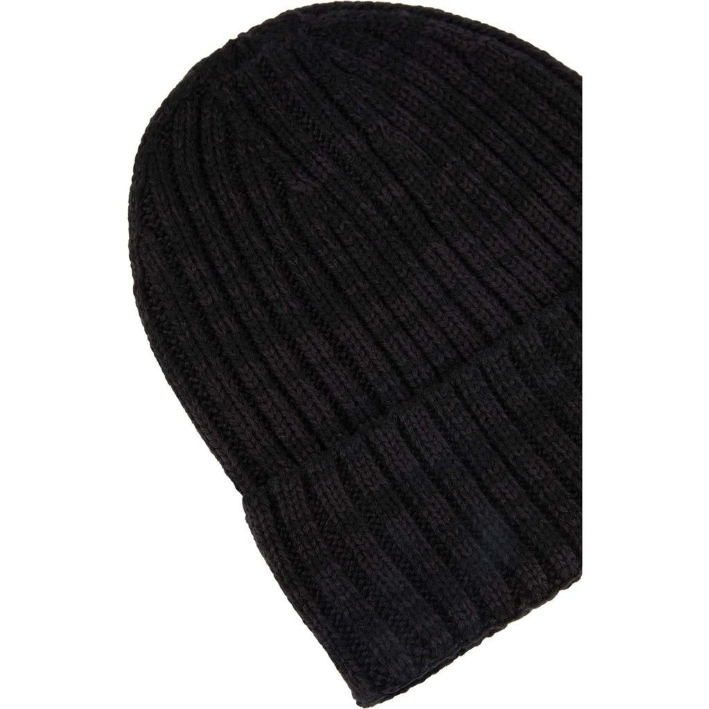 Recycled Wool Blend Beanie Embroidery - Black - Detail