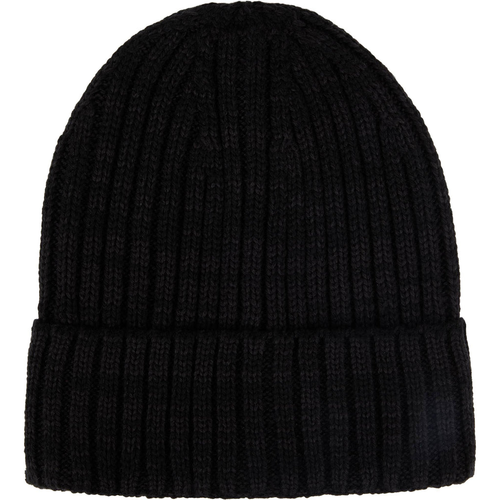 Recycled Wool Blend Beanie Embroidery - Black - Front 2