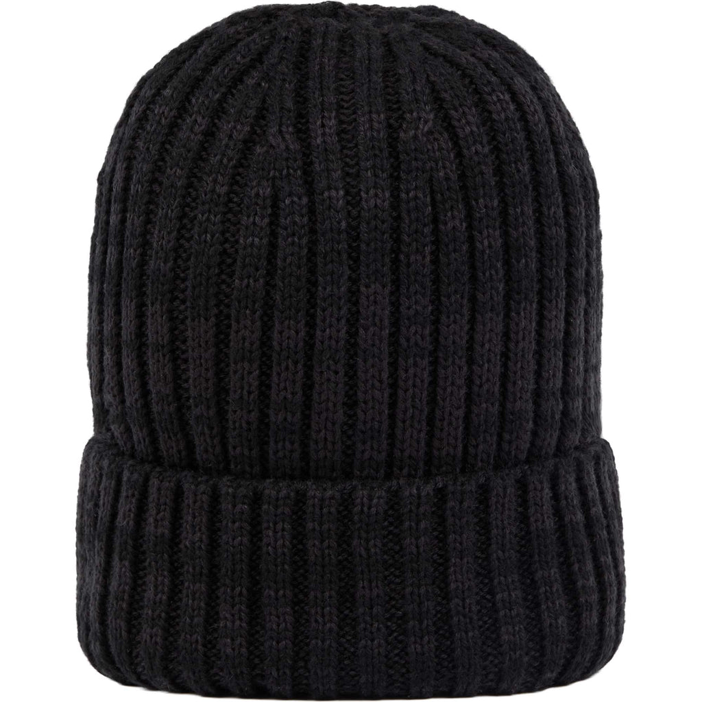 Recycled Wool Blend Beanie Embroidery - Black - Front