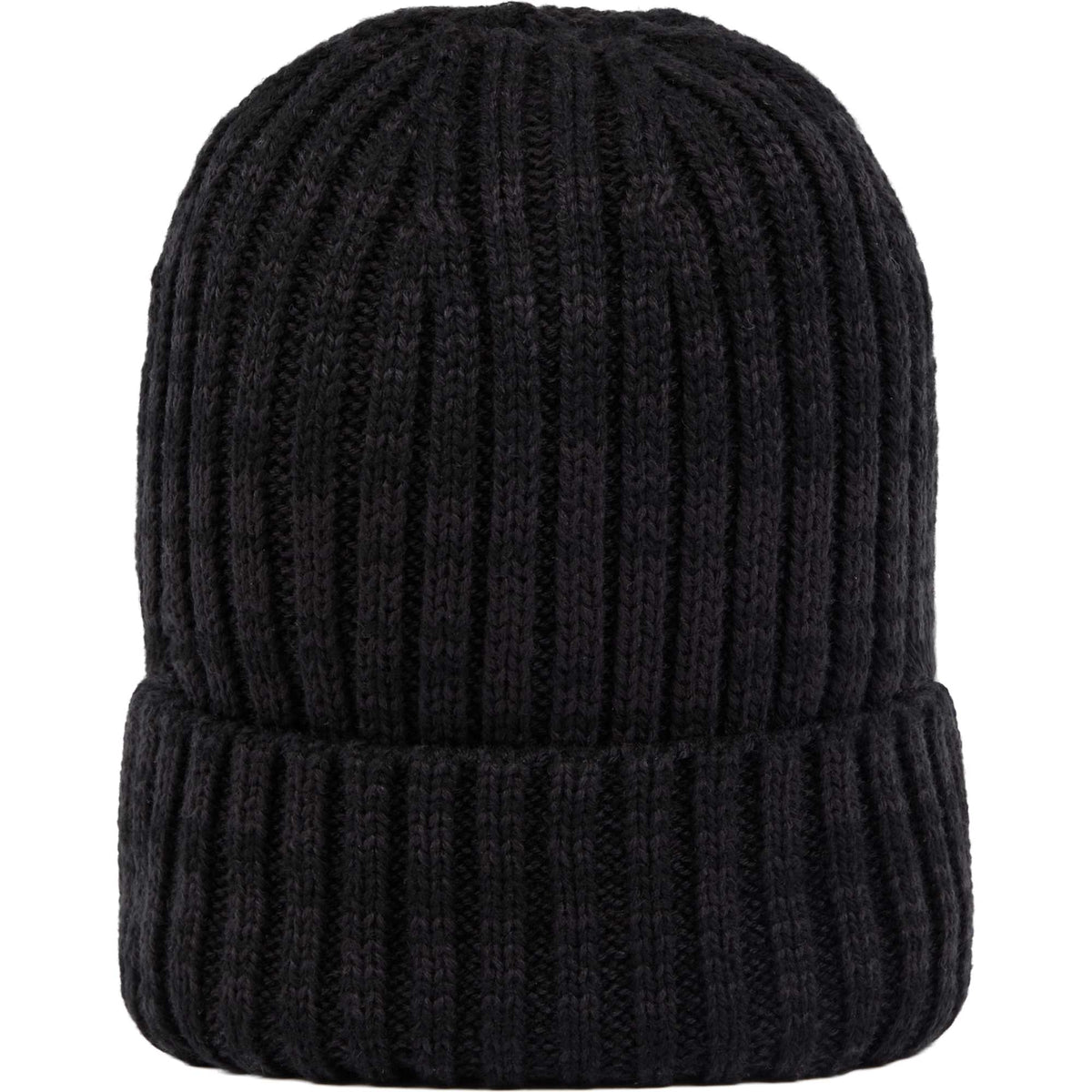 Recycled Wool Blend Beanie Embroidery - Black - Front