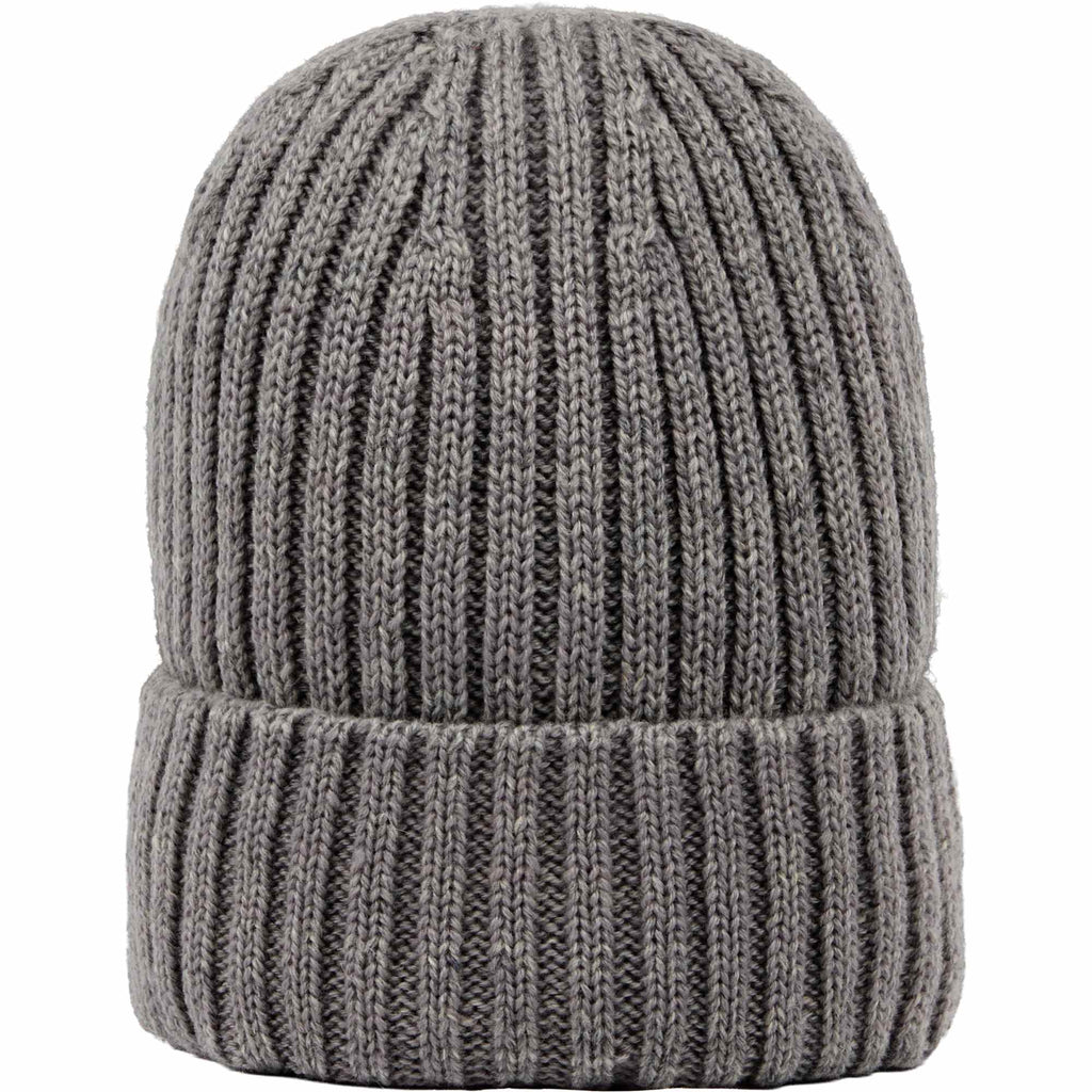 Recycled Wool Blend Beanie Embroidery - Silver - Front