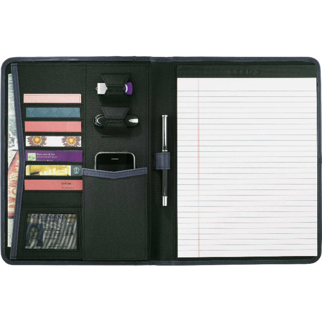 Recycled Writing Pad with Mesh ID Window Debossing - Navy - Front 2