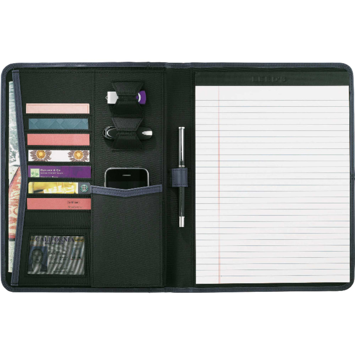 Recycled Writing Pad with Mesh ID Window Debossing - Navy - Front 2