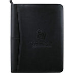 Recycled Zippered Padfolio with Two ID Windows Debossing - Black - Front
