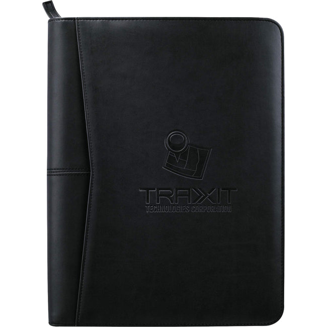 Recycled Zippered Padfolio with Two ID Windows Debossing