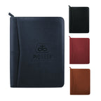 Recycled Zippered Padfolio with Two ID Windows Debossing - Navy - Front Group