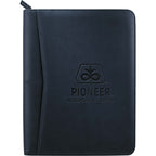 Recycled Zippered Padfolio with Two ID Windows Debossing - Navy - Front