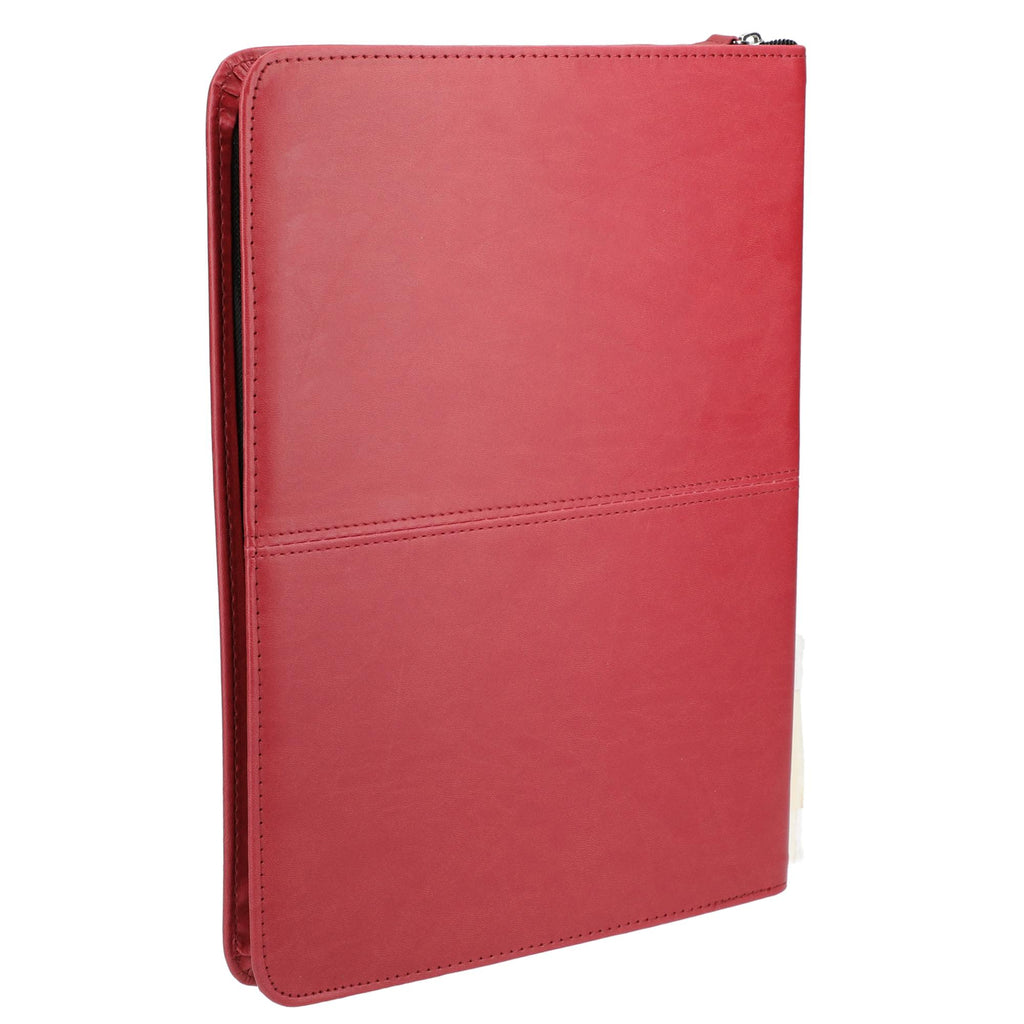 Recycled Zippered Padfolio with Two ID Windows Debossing - Red - Back