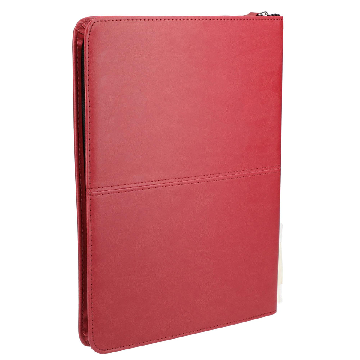 Recycled Zippered Padfolio with Two ID Windows Debossing - Red - Back
