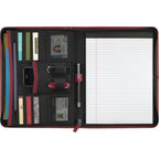 Recycled Zippered Padfolio with Two ID Windows Debossing - Red - Front 3