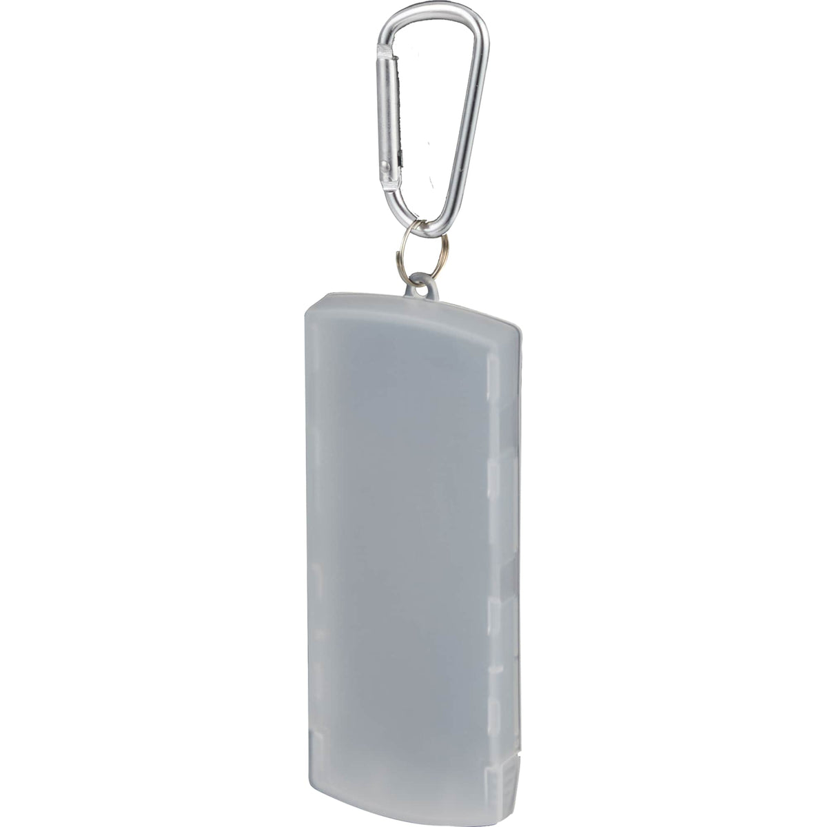 Refillable Bandage Dispenser with Carabiner - Clear - Left Angle