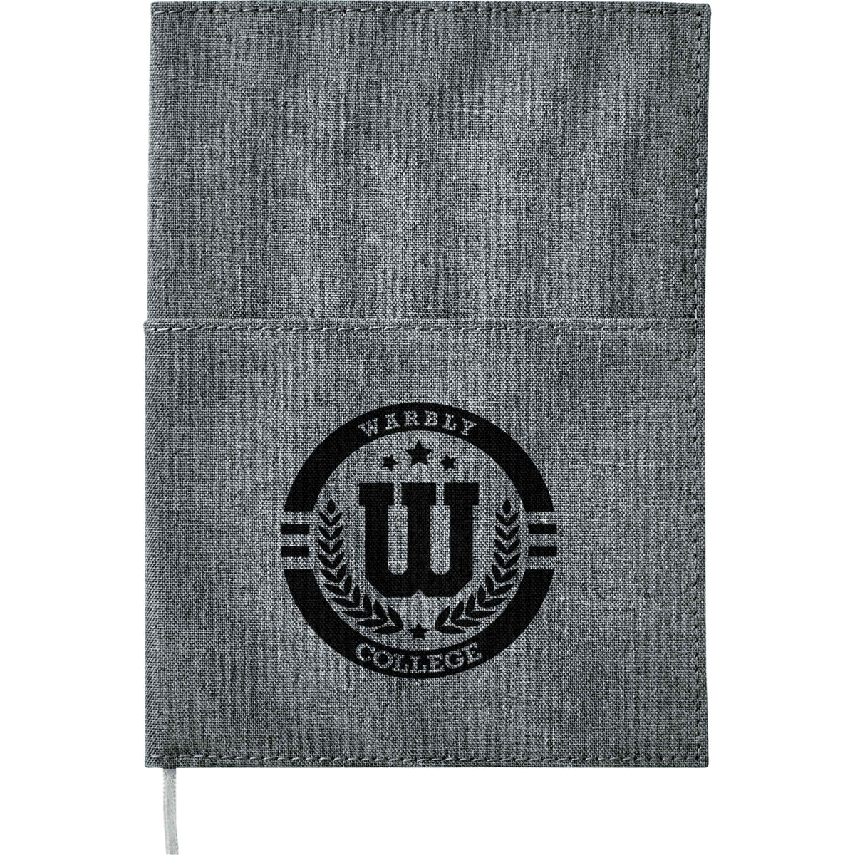 Refillable Canvas Notebook with Front and Back Pockets, 5 x 7 Inches - Black - Front 2
