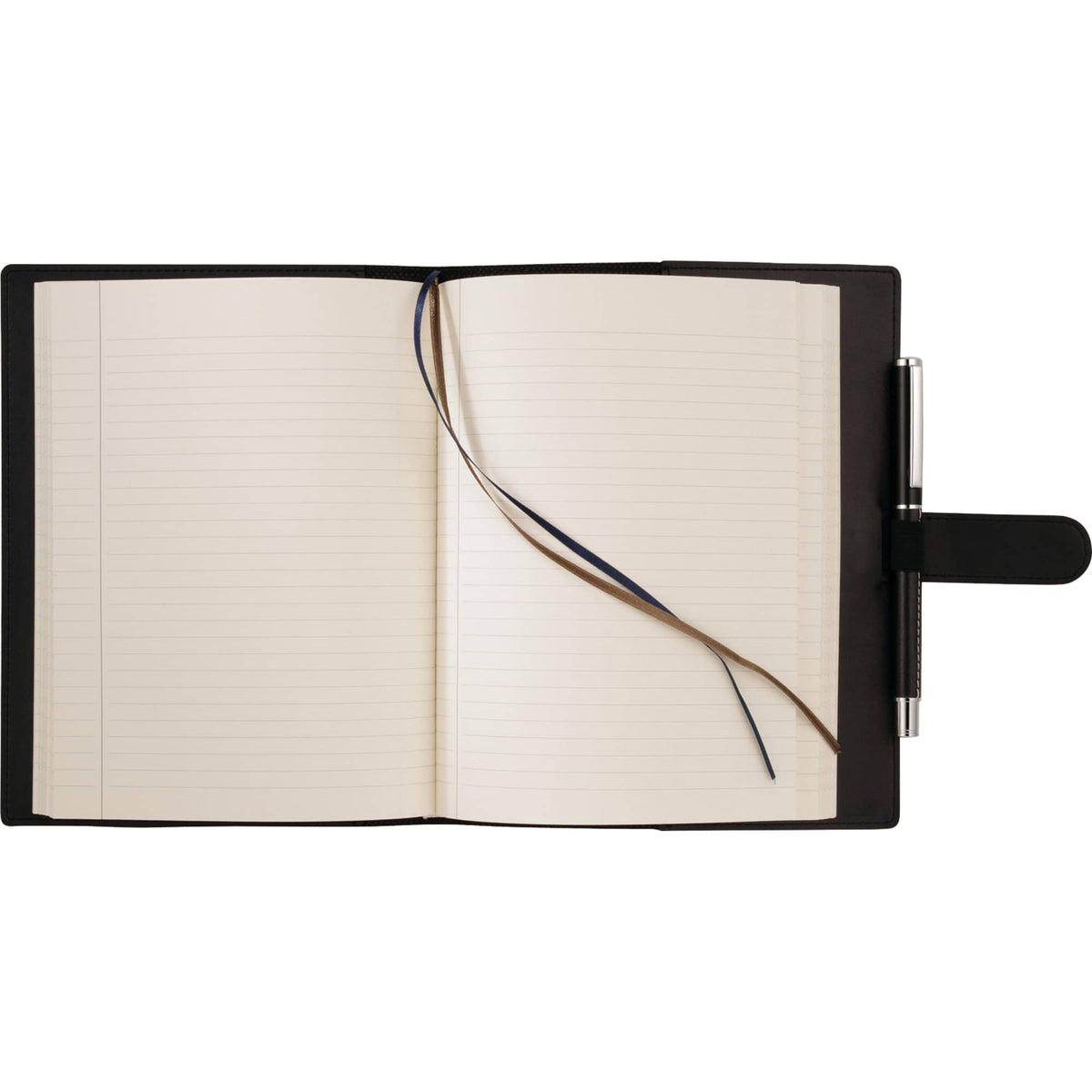 Refillable Journal with Tab and Loop Closure, 6.5 x 8.25 Inches Debossing - Black - Front 2