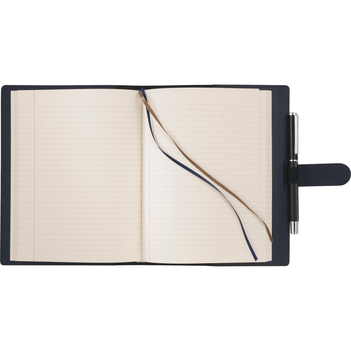 Refillable Journal with Tab and Loop Closure, 6.5 x 8.25 Inches Debossing - Navy - Front 2