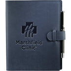 Refillable Journal with Tab and Loop Closure, 6.5 x 8.25 Inches Debossing - Navy - Front
