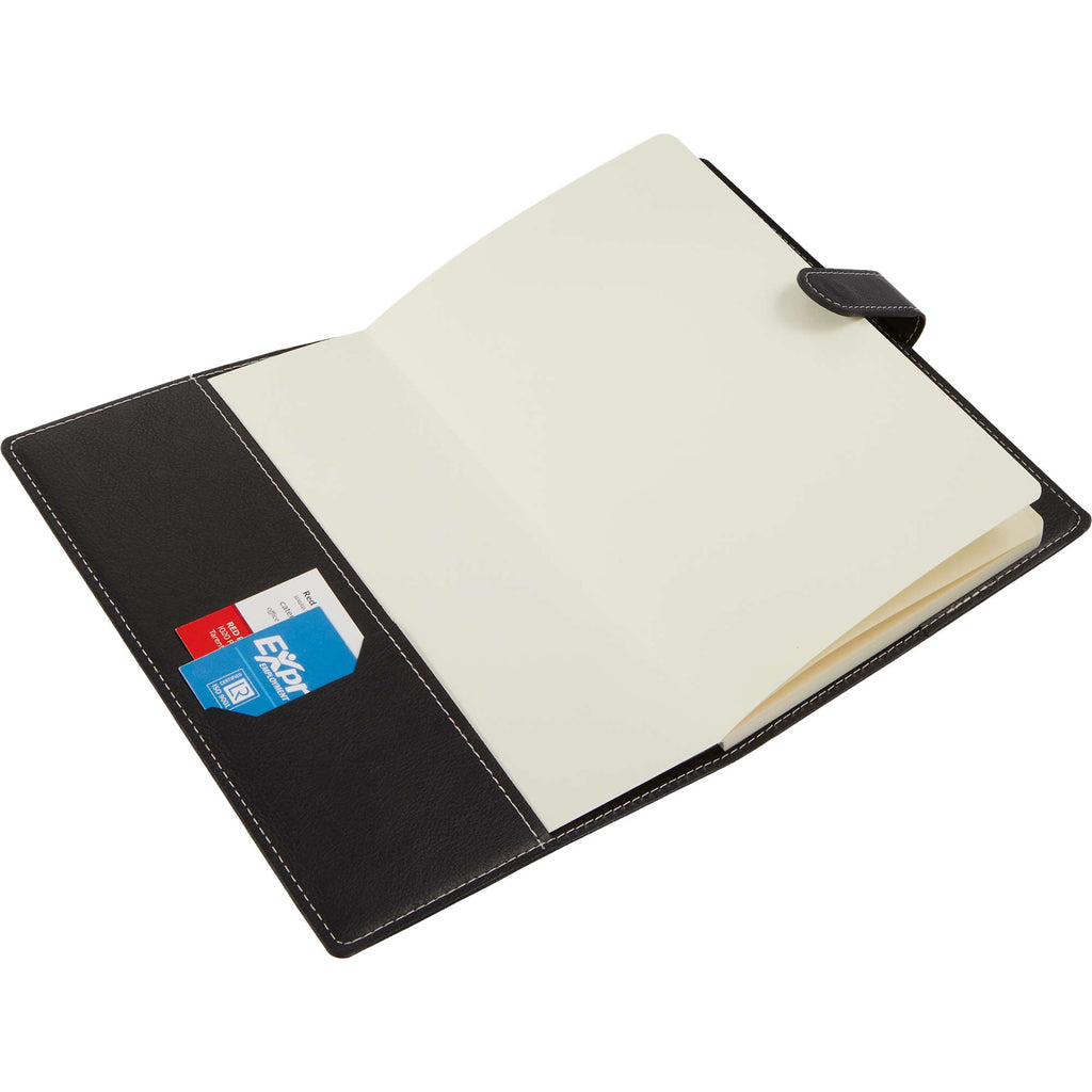 Refillable Recycled Journal with Magnetic Closure, 5.5 x 8.5 Inches - Black - Detail
