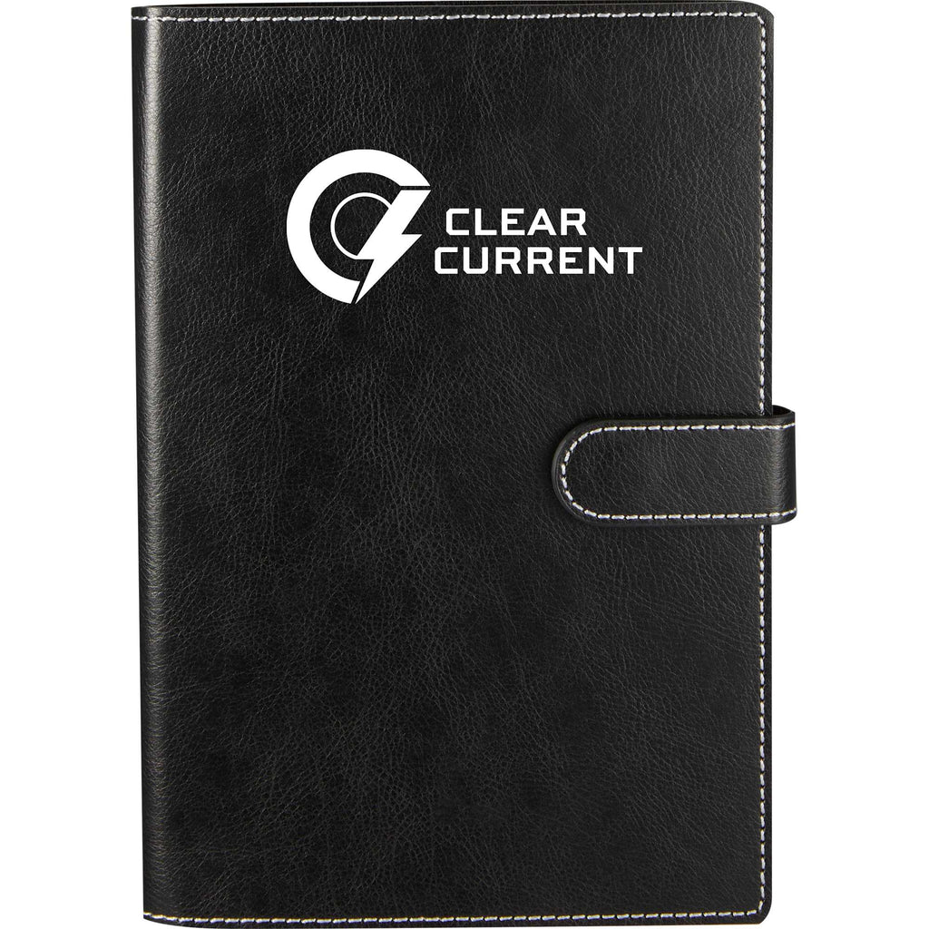 Refillable Recycled Journal with Magnetic Closure, 5.5 x 8.5 Inches - Black - Front