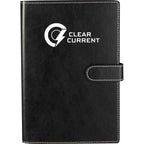 Refillable Recycled Journal with Magnetic Closure, 5.5 x 8.5 Inches - Black - Front
