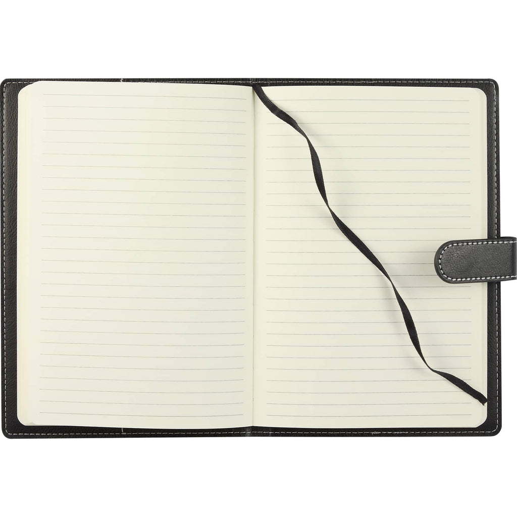 Refillable Recycled Journal with Magnetic Closure, 5.5 x 8.5 Inches - Black - Open