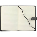 Refillable Recycled Journal with Magnetic Closure, 5.5 x 8.5 Inches - Black - Open