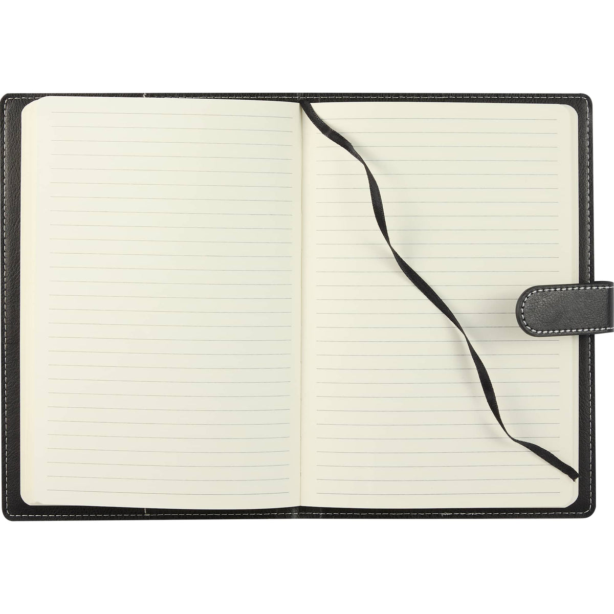 Refillable Recycled Journal with Magnetic Closure, 5.5 x 8.5 Inches - Black - Open