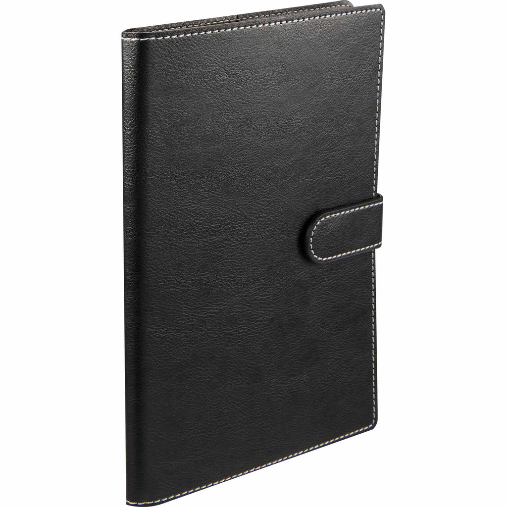 Refillable Recycled Journal with Magnetic Closure, 5.5 x 8.5 Inches - Black - Right Angle