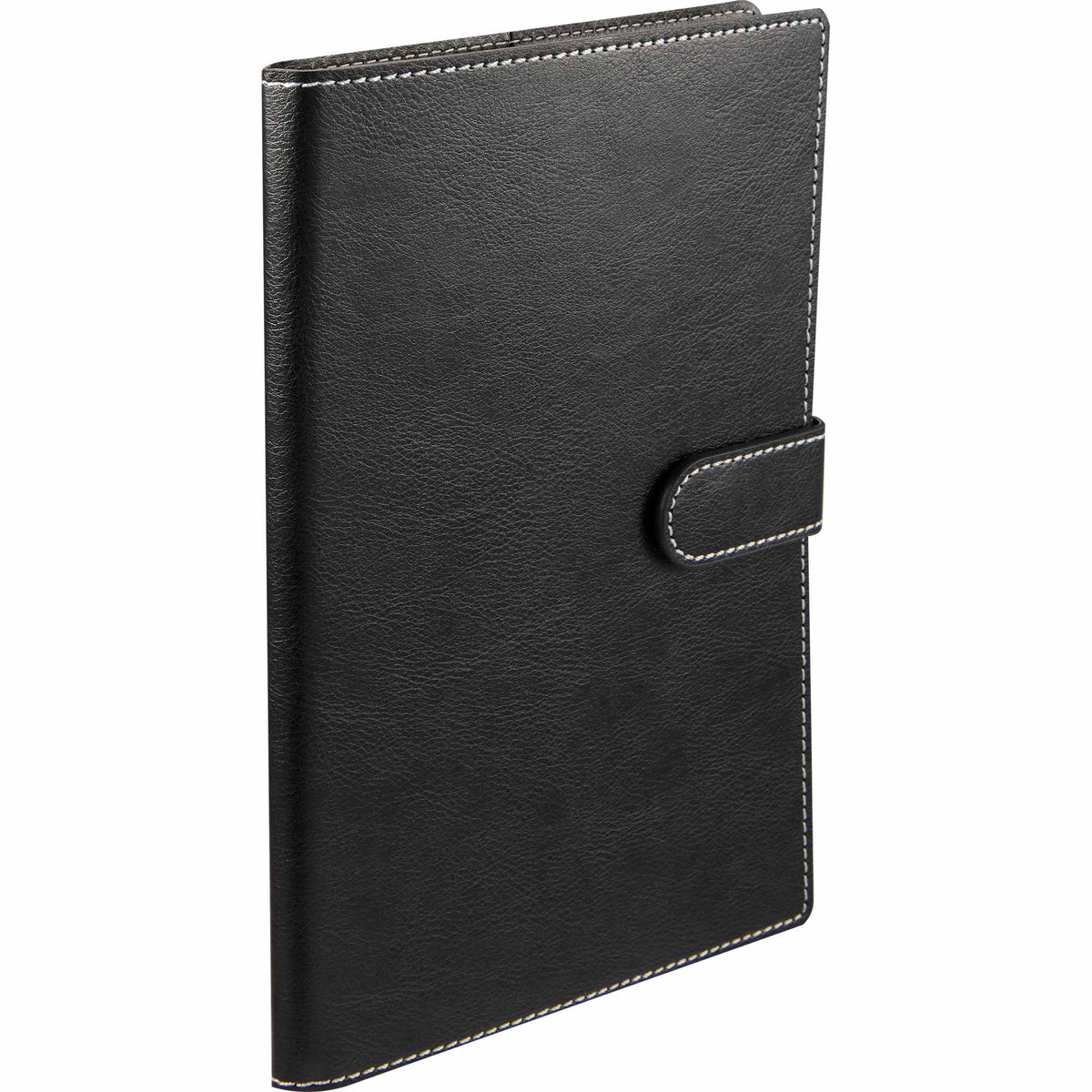 Refillable Recycled Journal with Magnetic Closure, 5.5 x 8.5 Inches - Black - Right Angle