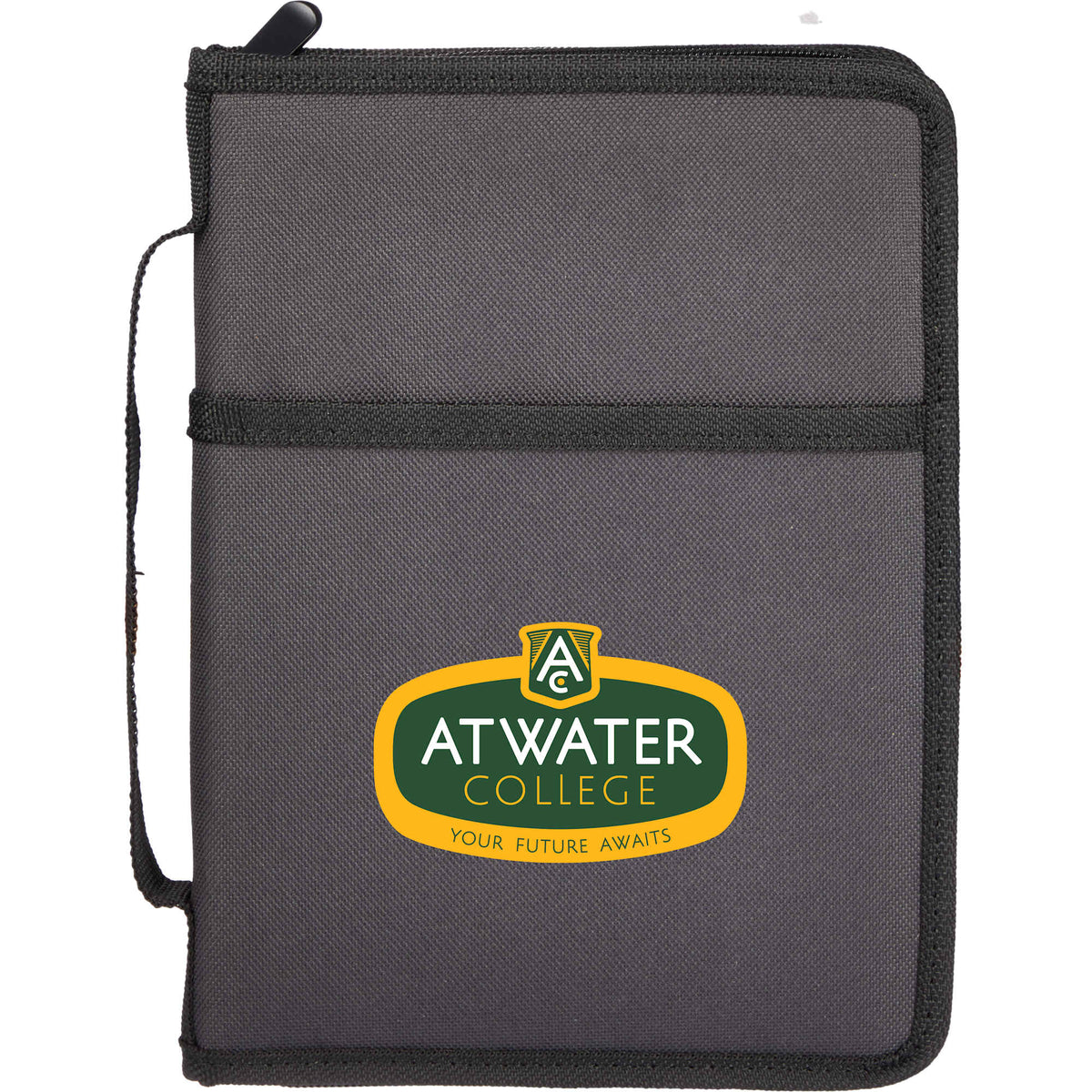 Refillable Zip Journal Folio in Recycled Ocean Plastic - Charcoal - Front
