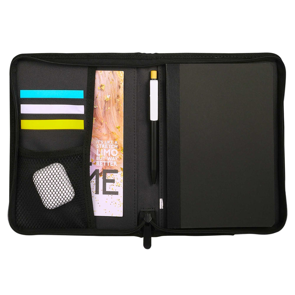 Refillable Zip Journal Folio in Recycled Ocean Plastic - Charcoal - Propped Open
