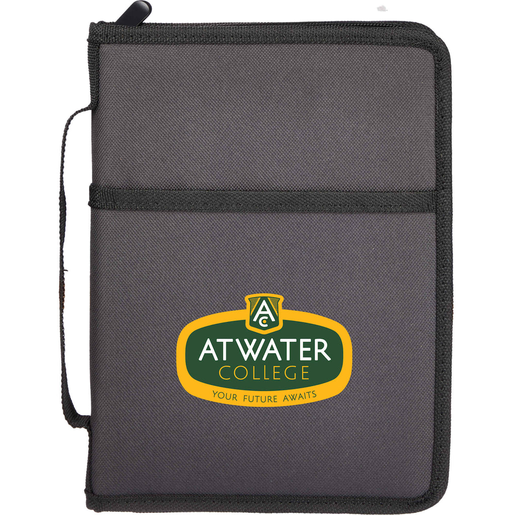 Refillable Zip Journal Folio in Recycled Ocean Plastic Transfer - Charcoal - Front