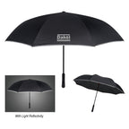 Reflective Edge Inversion Umbrella, 48 Inch Arc - Black with Black - Silk Screen