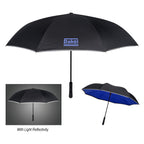 Reflective Edge Inversion Umbrella, 48 Inch Arc - Royal Blue Lining - Silk Screen