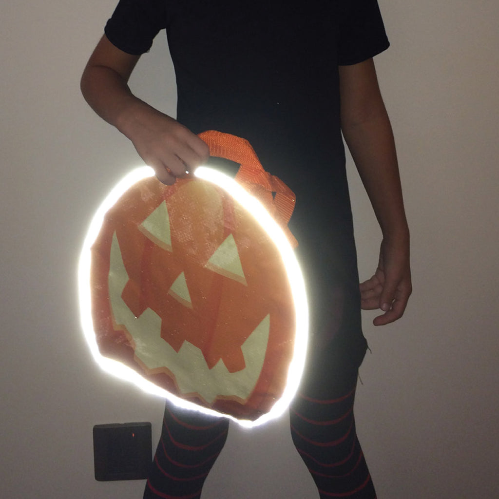 Reflective Halloween Pumpkin Tote Bag, Non-Woven - Orange - Inset