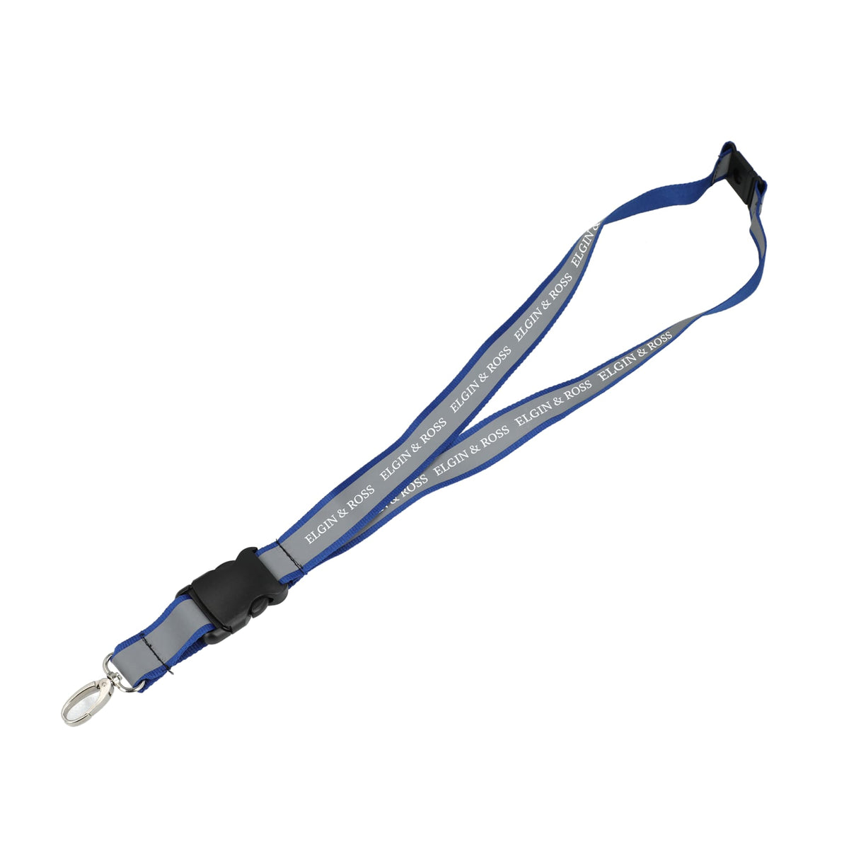 Reflective Lanyard in Recycled Polyester, 1 Inch - Blue - Front