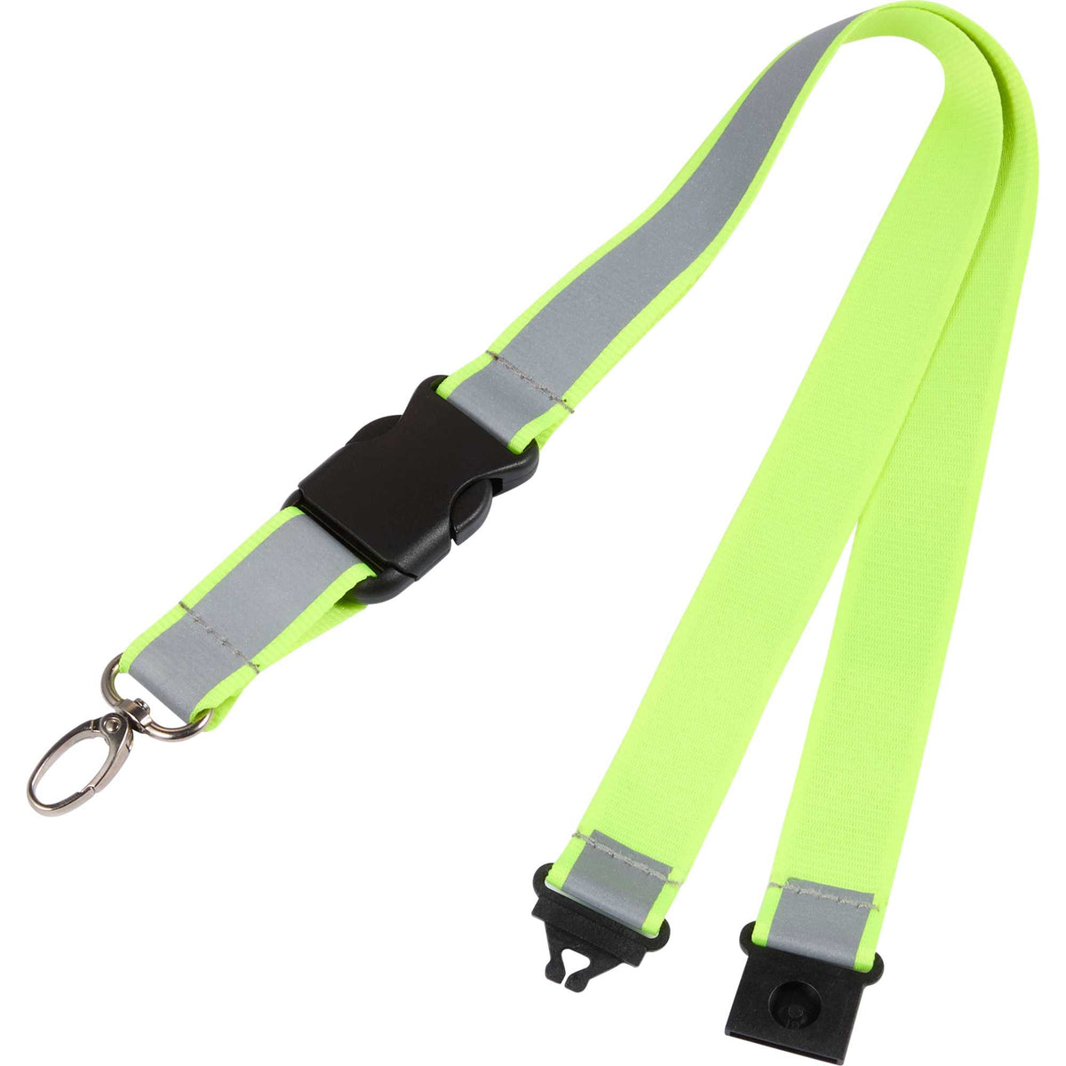 Reflective Lanyard in Recycled Polyester, 1 Inch - Yellow - Back