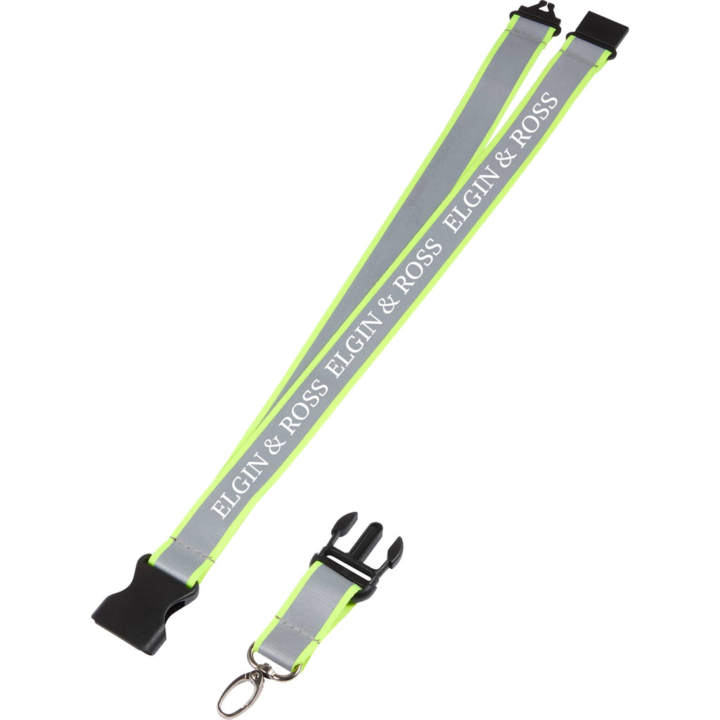 Reflective Lanyard in Recycled Polyester, 1 Inch - Yellow - Front