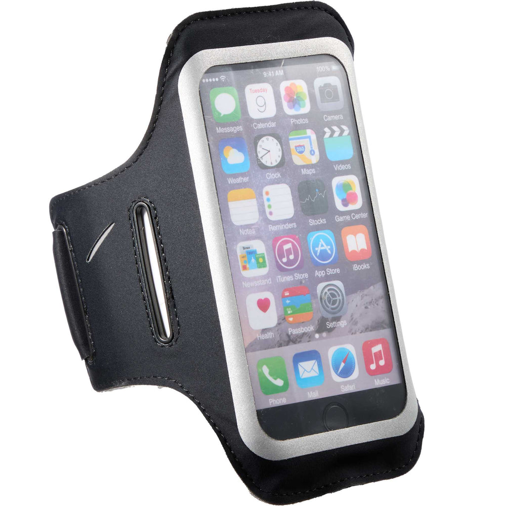 Reflective Phone Arm Band for Running Full Color - Black - Right Angle