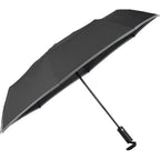 Reflective Trim Auto Umbrella in Recycled Fabric, 48 Inch - Black - Left Angle