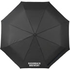 Reflective Trim Auto Umbrella in Recycled Fabric, 48 Inch Transfer - Black - Front
