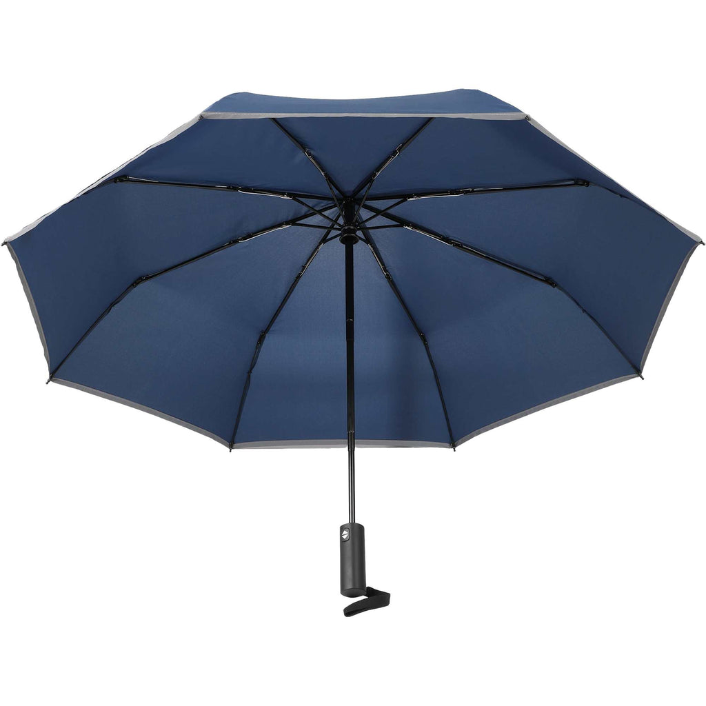 Reflective Trim Auto Umbrella in Recycled Fabric, 48 Inch Transfer - Navy - Detail 2