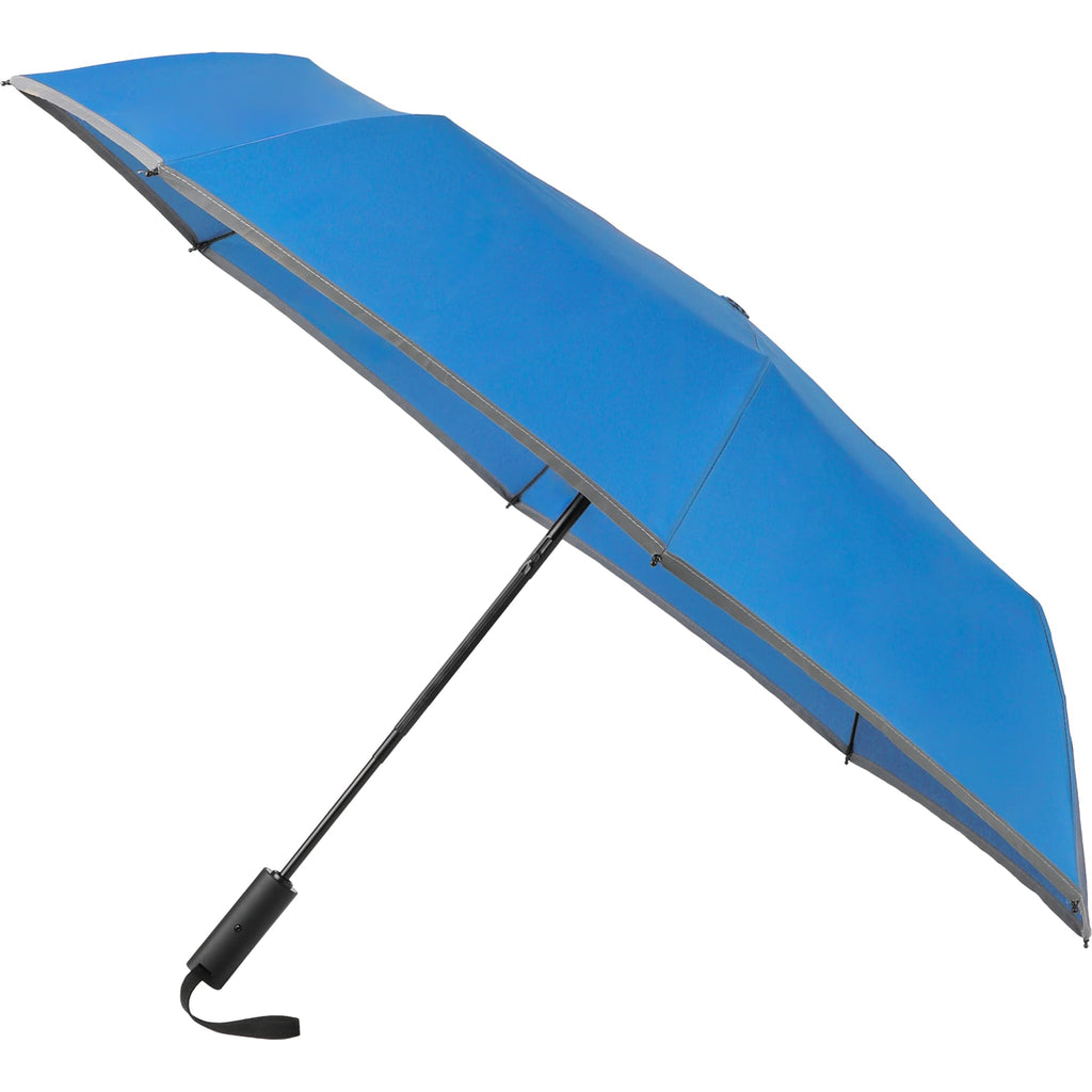 Reflective Trim Auto Umbrella in Recycled Fabric, 48 Inch Transfer - Royal - Right Angle